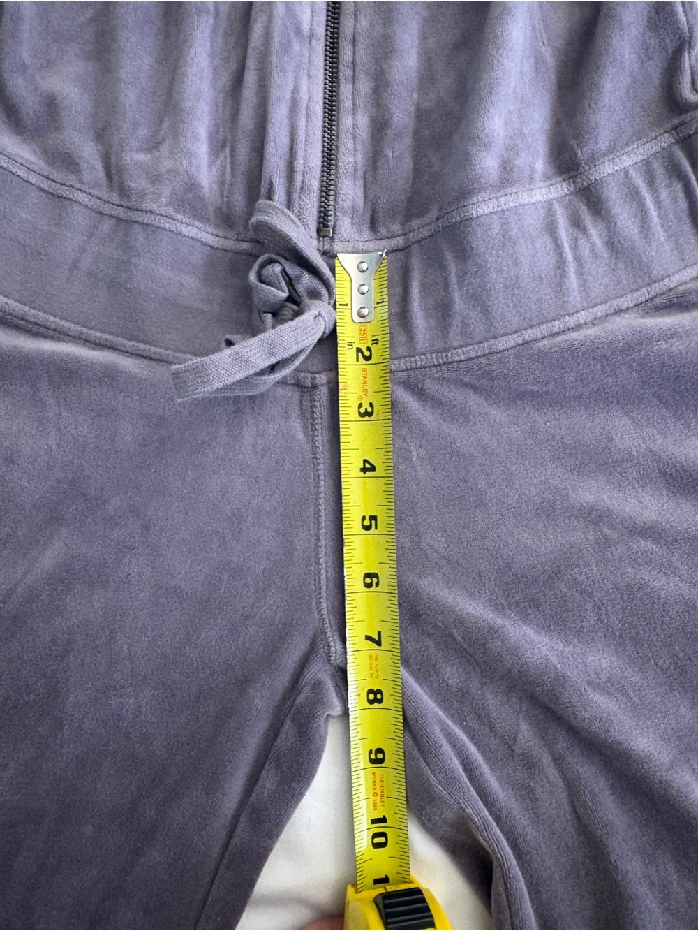 JLo Gray Velour Hooded Jumpsuit Y2K Lace Trim Zip Up Side Stripe Vintage 2000s - Picture 8 of 10